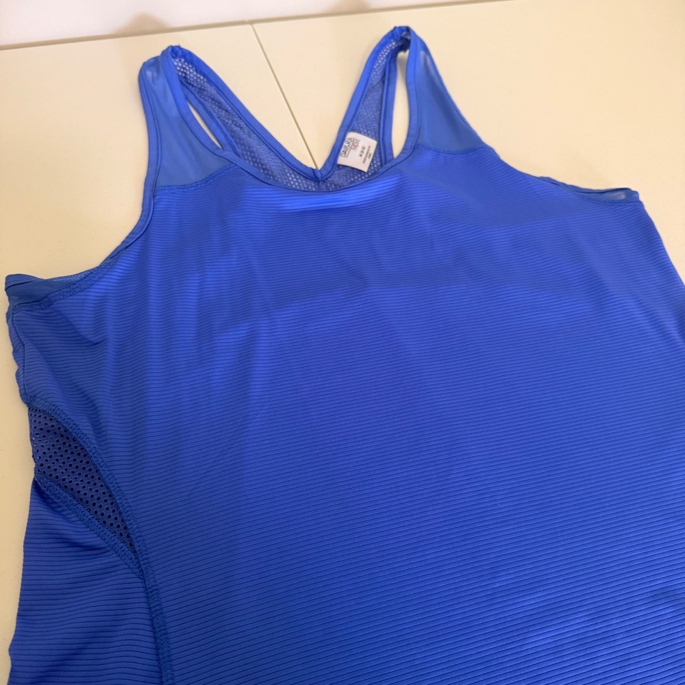 Danskin Now Womens Blissful Blue Mesh Racerback Active Tank Top DNL17060 M 8-10